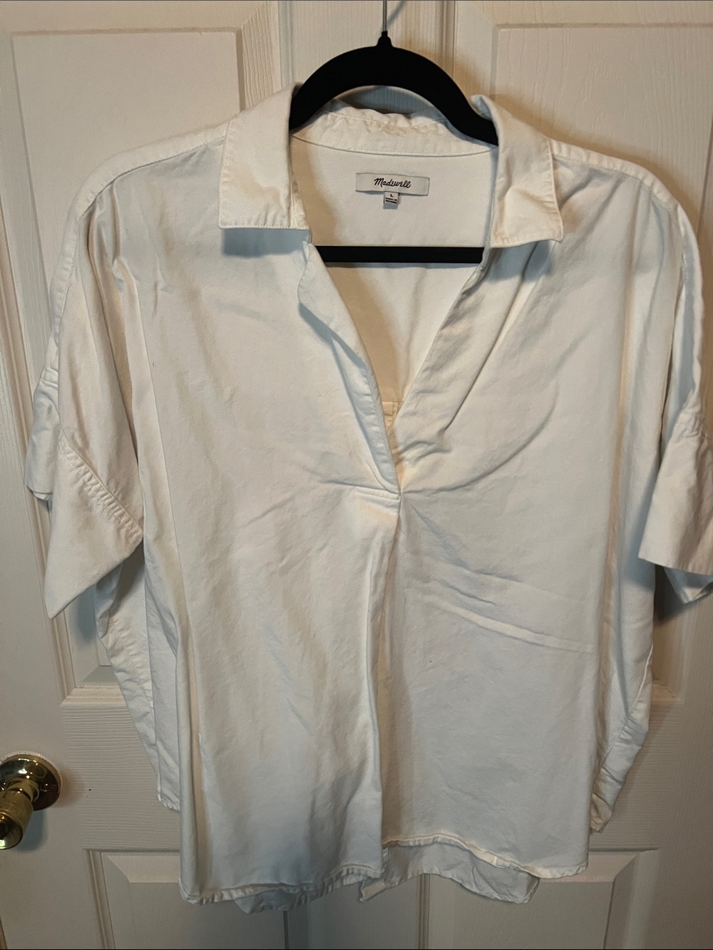 Madewell White Split-Neck Collared Tunic
